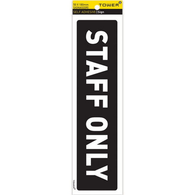 Information Sign - Staff Only - White-Black - 185 x 50mm - SIGNASO(R)