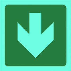 Photoluminescent Sign - Green Arrow Down - 190 x 190mm - SIGNPGA(D)190
