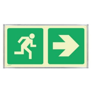 Photoluminescent Sign Frame - Man Running Green Arrow - 380 x 190mm - SIGNP2MA(2)