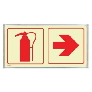 Photoluminescent Sign Frame - Fire Extinguisher Red Arrow - 380 x 190mm - SIGNP2FEA(2)