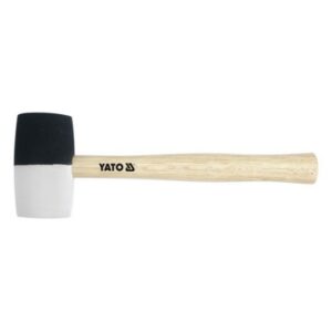 Rubber Mallet - Black and White Head Sections - Wood Handle - 780g - YT-4604