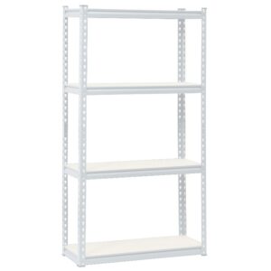Steel Shelving - 4 Tier - Medium Duty - Boltless - Metal Frame - MDF Shelves - White - ADIY3901