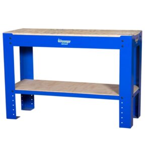 Workbench - Steel Frame - Wood Top - Wood Shelf - 120 x 60 x 90 cm - Blue - DIV-WB03-KD-blue