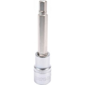 Hex Bit Socket - Chrome Vanadium - 1/2" Connector - Long - HEX 8 x 100mm - YT-04394