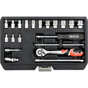 Socket Set - AS-Drive 6 Point - Chrome Vanadium - 1/4" Connector - 20 Piece - YT-14491