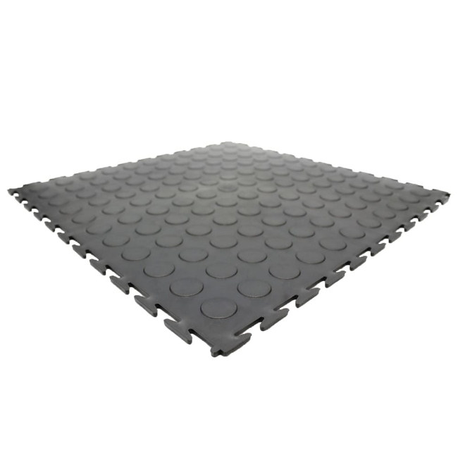 Kwiklok Interlocking PVC Floor Tiles - Recycled - 46.5 x 46.5 x 0.6 cm - Black - Pack of 4 - RUBKL64
