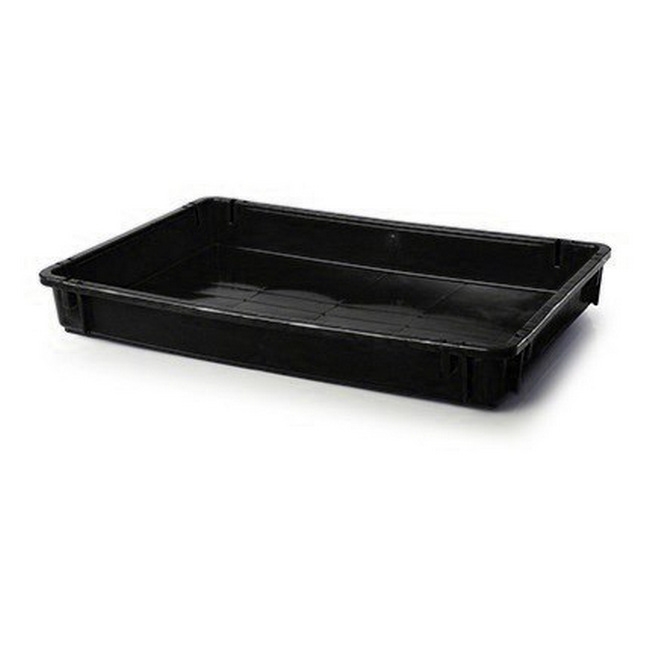 Stack Nest Crate - Plastic Box - Solid Sides and Base - 60 x 40 x 8 cm - Recycled Material - Black - PI-647-S-black