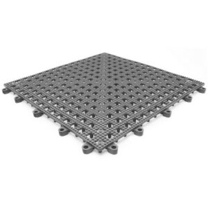 Floor Tile - Flexi-Deck Interlinking Anti-Slip Drainage PVC Mat - 30 x 30 x 1.3 cm - Grey - Pack of 9 - FD060001