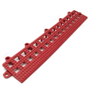 Floor Tile Female Edge - Flexi-Deck Interlinking Anti-Slip Drainage PVC Mat - 30 x 5 x 1.3 cm - Red - Pack of 3 - FD030002F3