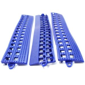 Floor Tile Male Edge - Flexi-Deck Interlinking Anti-Slip Drainage PVC Mat - 30 x 5 x 1.3 cm - Blue - Pack of 3 - FD020002M3