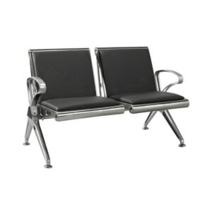 Airport Bench - Indoor Waiting Room Seat - Mild Steel - Upholstered - Heavy Duty - Two Seater - Flat Pack - 127 x 67 x 82 cm - PD02A-black