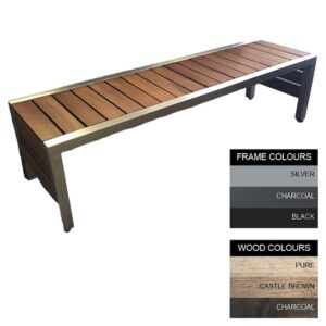 Mall Bench - Steel and Wood - Adj. Feet - 45x240x51cm - Colour Options - ML4661PC