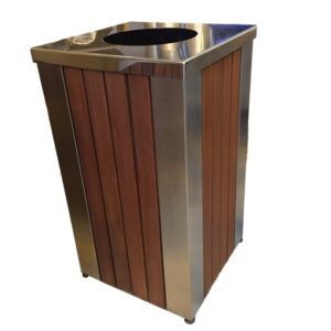 Wastebin - SS430 Stainless Steel and Wood Litter Bin - 900x510x510mm - WDA2163S