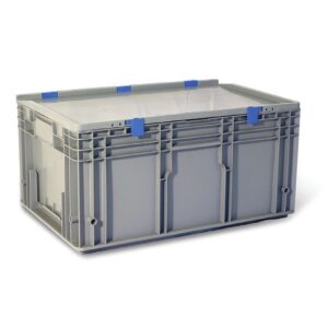 Plastic Crate - Utility Box - Base and Lid - SABS Approved - 51L - Grey - Pack of 45 - KLT6428-withLID