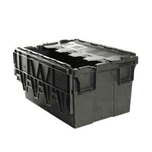 Plastic Crate - Hinged Lid - 55L - Recycled Plastic - Black - Pack of 80 - AT64315-black