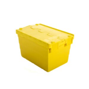 Crate - Security Container - Plastic ALC - Attached Hinged Lid - 68L - 60 x 40 x 36.5cm - Yellow - ALC-365-Yellow