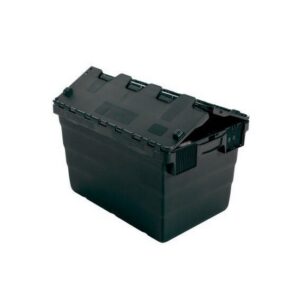 Crate - Security Container - Plastic ALC - Attached Hinged Lid - 52L - 60 x 40 x 32cm - Black - ALC-320-Black