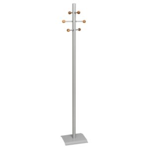 Coat and Hat Stand - Steel - 6 Wooden Balls - 32 x 27 x 175 cm - Silver - 822SI
