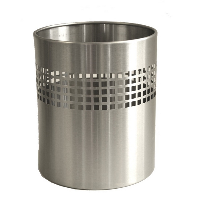 Waste Paper Bin - Square Punch Steel Range - Metal - 24 x 30 cm - Stainless Steel - 420SS