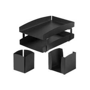 Desk Set - Life Steel Range - Metal - Letter Tray - Pencil Cube and Cup - Colour Options - 213BL