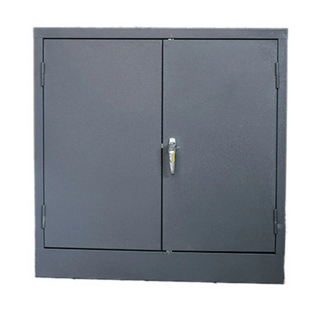 Steel Cupboard - Metal Stationery - 2 Shelves - Hammertone Grey - Knock Down (Requires Assembly) - 90 x 90 x 45 cm - SC004KD-grey