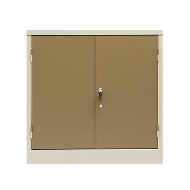 Steel Stationery Cupboard - Metal Storage Cabinet - 2 Shelves - Ivory and Karoo - 90 x 90 x 45 cm - SC004-ivorykaroo