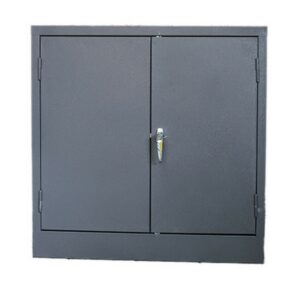 Steel Stationery Cupboard - Metal Storage Cabinet - 2 Shelves - Hammertone Grey - 90 x 90 x 45 cm - SC004-grey