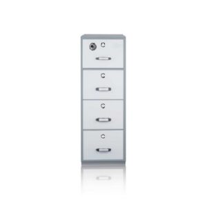 Steel Fire Resistant Filing Cabinet - 4 Drawer File Cupboard - 159 x 55.1 x 70 cm - Motorcraft Grey - FR001