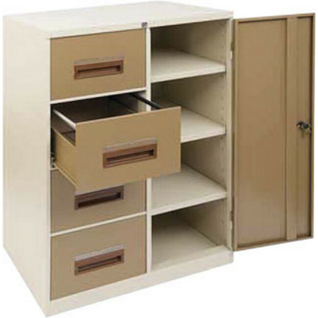 Steel Office Filing Cabinet and Cupboard - 4 Drawer File - 90 x 63 x 132 cm - FC44-ivorykaroo