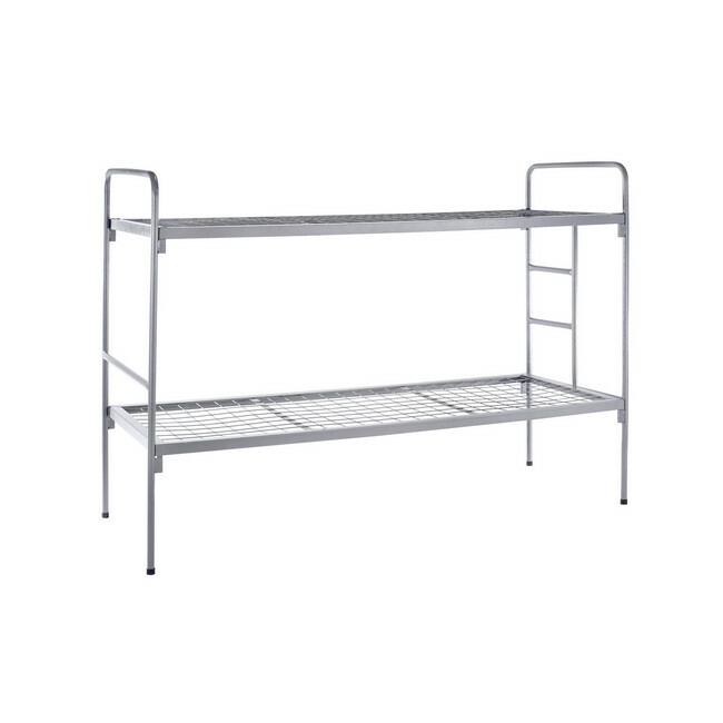 Steel Double Bunk Bed with Ladder - 190 x 76 x 140 cm - DBB01-grey