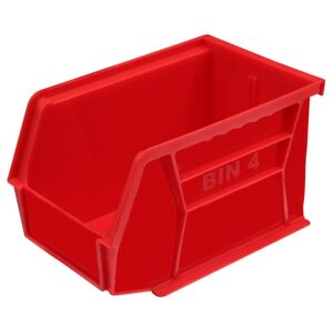 Stack & Hang Parts Storage Bin - Small Plastic Container - Size 4 - 21 x 14 x 13 cm - Red - BIN-4-RED
