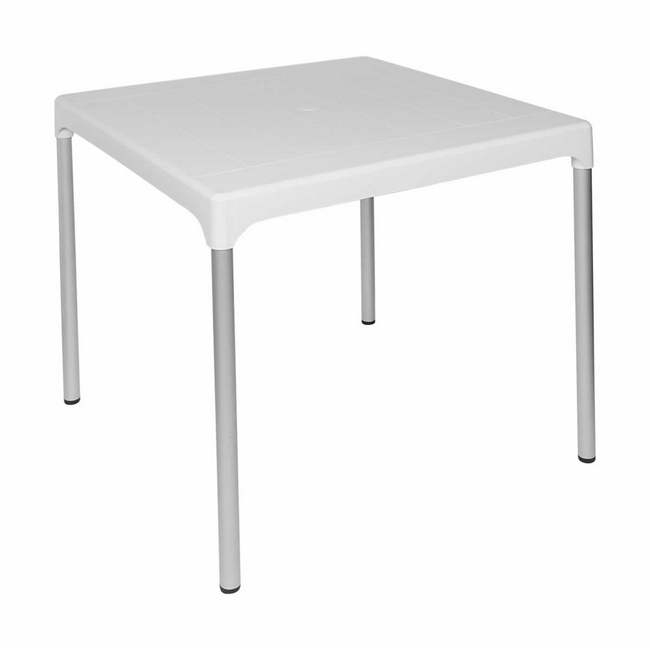 Plastic Square Table - Chelsea - 4 Seater - White