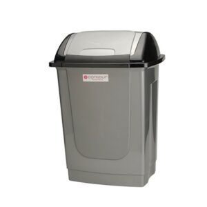 Contour 50L Rectangular Plastic Dust Bin - Square Swing Lid - Colour Options - Pack of 5