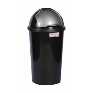 Contour 50L Plastic Dust Bin - Round Swing Lid - Black - Pack of 5