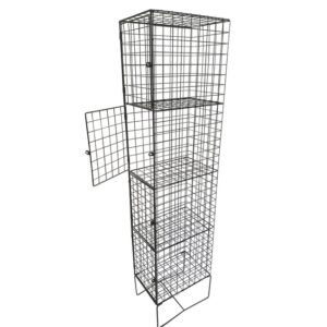 Wire Metal Locker - Powder Coated Steel Mesh - Single - 4 Doors - 4 Tier