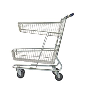 Steel Shopping Trolley - Two Metal Mesh Baskets - Large - Super Shopper -160L