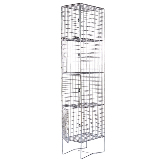 Wire Mesh Locker - Electro Plated - 4 Doors - 180 x 30 x 45cm