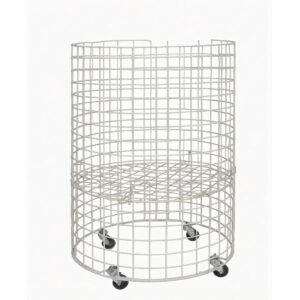 Steel Mesh Round Dump Bin - Adjustable Shelf and Castors - 86 X 58cm