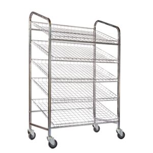 Wire Mesh Bread Trolley - Mobile - 5 Tier - Electroplated - 153 x 110 x 58cm