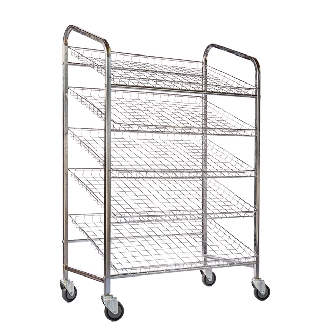 Wire Mesh Bread Trolley - Mobile - 5 Tier - Electroplated - 153 x 110 x 58cm