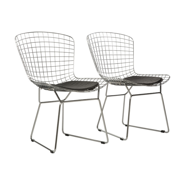 Visitors Arm Chair - Diamond Mesh Bertoia - Stainless Steel - Black