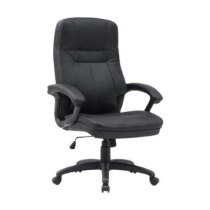 High Back Office Chair - PU Leather - Stud - Swivel Tilt Lock- Gas Height - Black