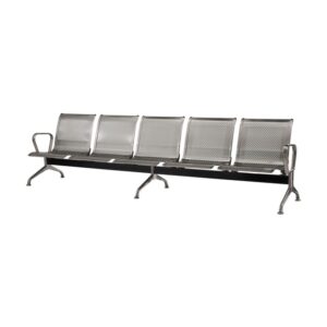 Airport Bench - Public Seating - Stainless Steel - Indoor and Outdoor Use - Flat Packed - Five Seater - 296 x 67 x 79 cm