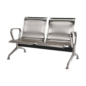 Airport Bench - Public Seating - Stainless Steel - Indoor and Outdoor Use - Flat Packed - Two Seater - 122 x 67 x 79 cm