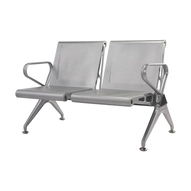 Airport Bench - Public Seating - New Chrome Deluxe - Indoor Use - Flat Packed - Two Seater - 118 x 68 x 78 cm
