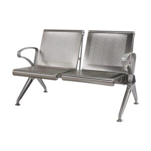 Airport Bench - Public Seating - Aluminium - Indoor and Outdoor Use - Flat Packed - Two Seater - 118 x 67 x 78 cm