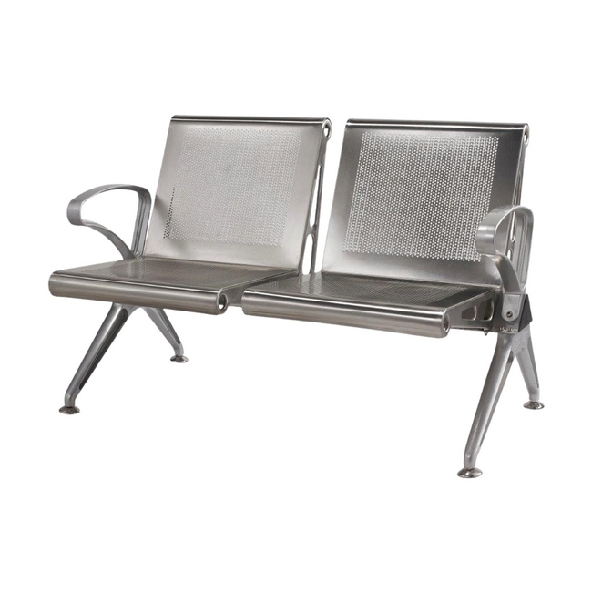 Airport Bench - Public Seating - Aluminium - Indoor and Outdoor Use - Flat Packed - Two Seater - 118 x 67 x 78 cm