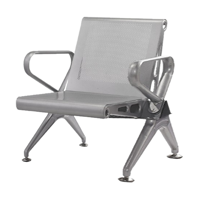 Airport Bench - Public Seating - New Chrome Deluxe - Indoor Use - Flat Packed - One Seater - 61 x 68 x 78 cm