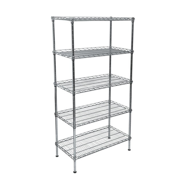 Wire Steel Shelving - Galvanised - 5 Shelves - 180 x 120 x 45 cm