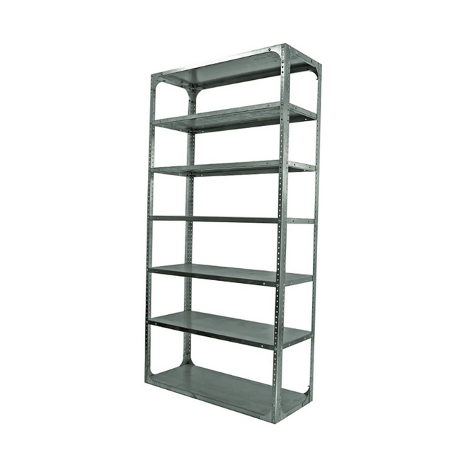 Bolted Shelving Steel Bay 7 Shelves - Uni-Angle - Seven Shelf Kit - Galvanised - 304.8 x 91.4 x 91.4 cm